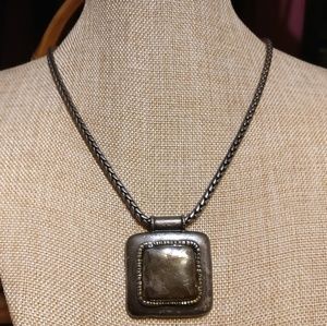 Chico's Distressed Square Pendant Rope Chain